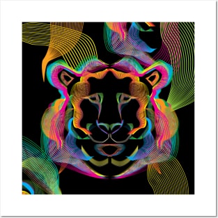 Neon Lion Blend Posters and Art